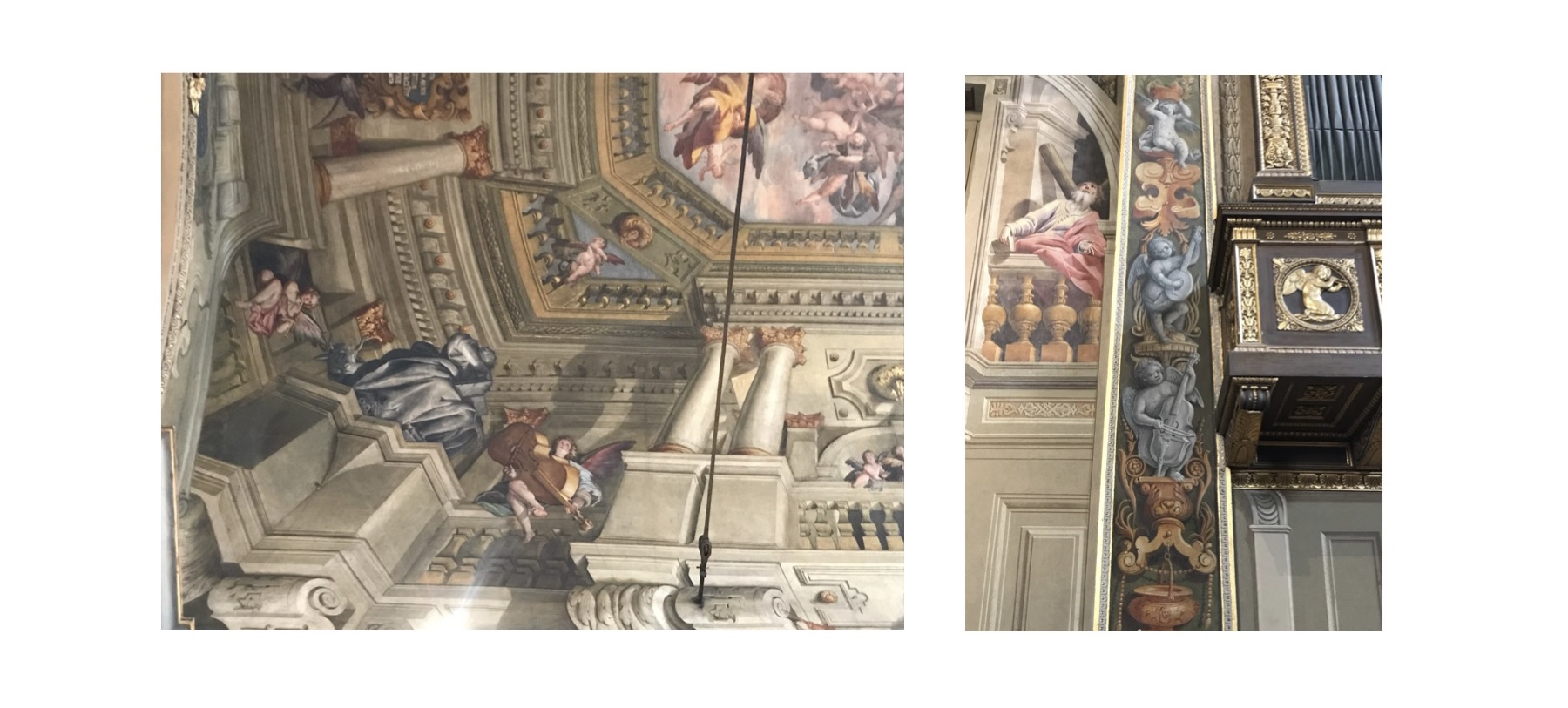affreschi cattedrale di crema con violoncelli da spalla e da gamba